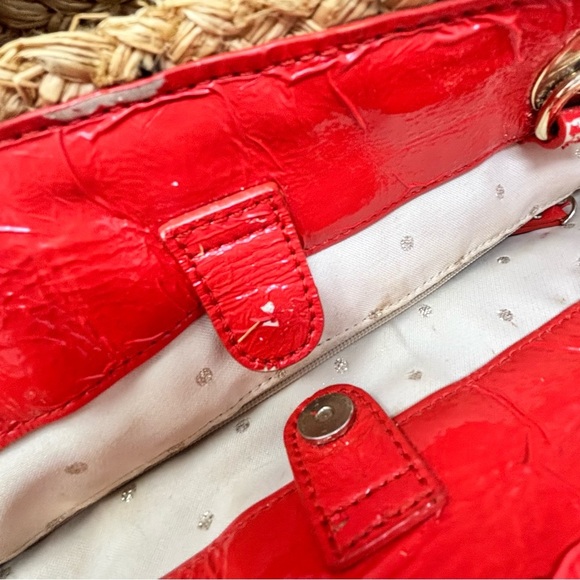 KATE SPADE Women’s Beige Red POINT BREEZE Coal Straw Tote Bag Large Bow 12” X 8” - Picture 8 of 13